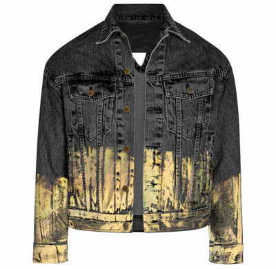 Veste en jean noir holographique dorée pour homme en gros – Luxe audacieux de streetwear