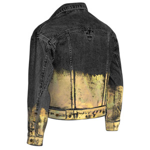 Wholesale Mens Gold Holographic Foil Black Denim Jacket – Bold Streetwear Luxury