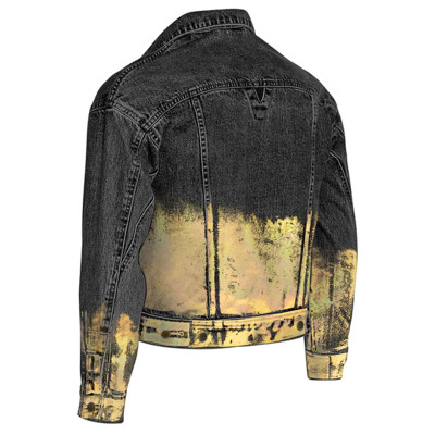 Wholesale Mens Gold Holographic Foil Black Denim Jacket – Bold Streetwear Luxury