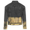 Wholesale Mens Gold Holographic Foil Black Denim Jacket – Bold Streetwear Luxury