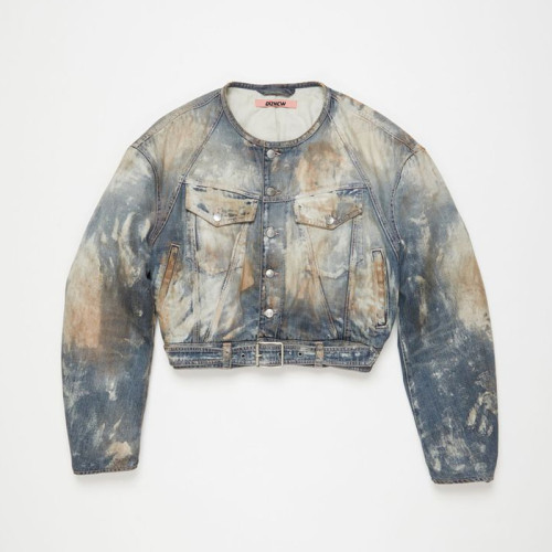 Custom Paint-Splattered Vintage Wash Blue Denim Jacket – Bold Street Style