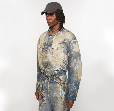 Custom Paint-Splattered Vintage Wash Blue Denim Jacket – Bold Street Style