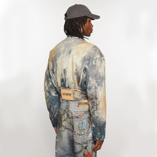 Custom Paint-Splattered Vintage Wash Blue Denim Jacket – Bold Street Style