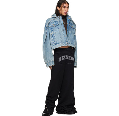 Custom Mens Jean Jacket Paul Gaultier Blue Shayne Drop Shoulder Denim Jackets