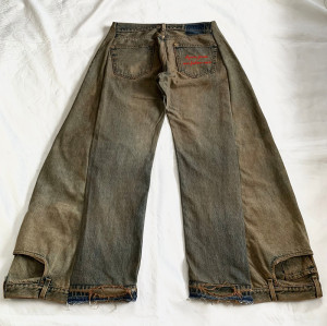Custom Men's Jeans Y2K Jeans Retro Fashion Street Patchwork Boot Cut Jeans Pants