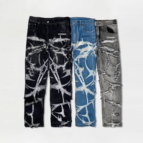 Custom Bulk Shredded Distressed Denim Jeans – Bold and Unique Streetwear