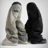 Maßgeschneiderte Jeanshose im Vintage-Stil mit verwaschenen, bestickten Aufnähern – Übergroße Jeans