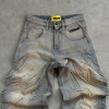 Maßgeschneiderte Jeanshose im Vintage-Stil mit verwaschenen, bestickten Aufnähern – Übergroße Jeans