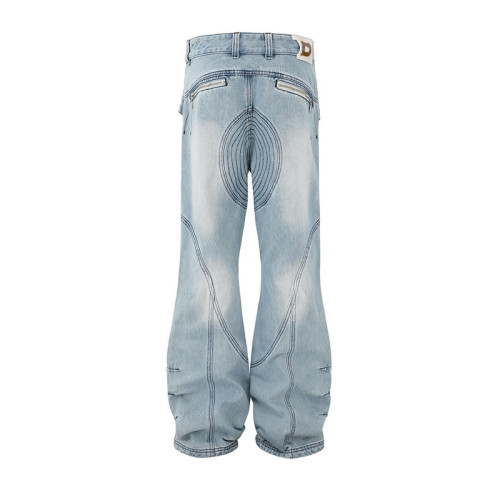 Pantalon en denim vintage à imprimé tête de mort personnalisé en gros – Jean à jambe large unique