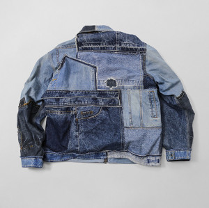 Individuelle Patchwork-Jeansjacke – Vintage-Stil mit Multi-Taschen-Design