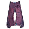Conjunto de mezclilla desgastada personalizado a granel: chaqueta personalizada y jeans de pierna ancha con costuras rojas