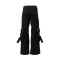 Custom Black Wide-Leg Gothic Jeans with Cross Embroidery and Buckle Details