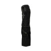Maßgeschneiderte schwarze Gothic-Jeans mit weitem Bein, Kreuzstickerei und Schnallendetails