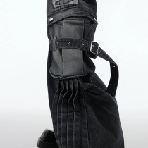 Custom Services Black Wide-Leg Utility Jeans - Tactical Streetwear Style