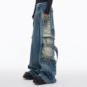 Custom Blue Cargo Jeans - Functional Solutions for Modern Streetwear