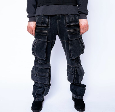 Custom Bulk Light Blue Cargo Pants - Functional Streetwear Solutions