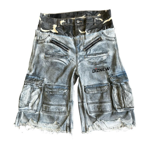 Individuelle Camouflage-Cargo-Jeansshorts – Auffällige Utility-Streetwear-Lösungen
