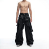 Pantalones vaqueros negros con capas personalizadas - Vanguardistas soluciones de ropa urbana
