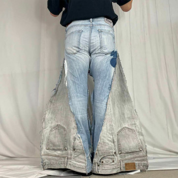 Custom Patchwork Riveted Denim Jeans - Bold Design Solutions