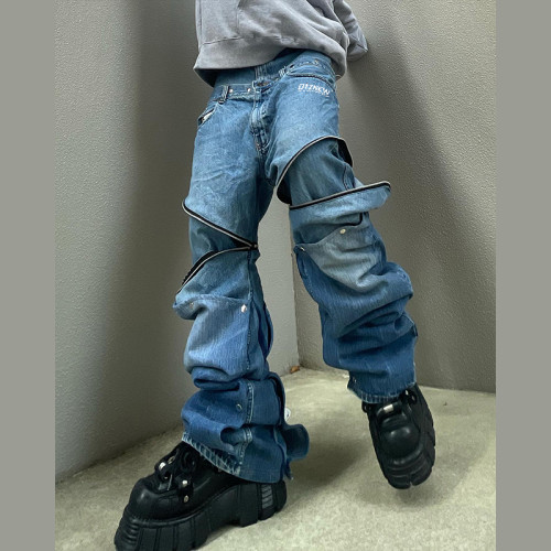 Custom Wholesale Detachable Baggy Jeans - Modular Streetwear with Edgy Style