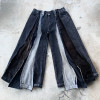 Custom Operator für einzigartige schwarze Patchwork-Jeans – Designer-orientierte Streetwear-Lösungen