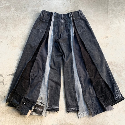 Custom Operator for Unique Black Patchwork Jeans – Designer-Focused Streetwear Solutions