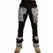 Custom Skinny Distressed Denim Pants with Bold Patchwork Detailing for Modern Streetwear Aesthetics