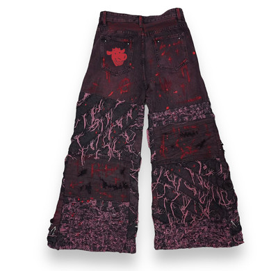 Custom Bulk Printed Distressed Baggy Jeans with Unique Streetwear Style