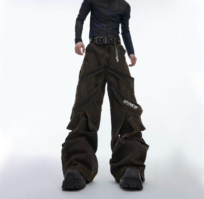 Avant-Garde Wide-Leg Custom Jeans with Tailored Bulk Order Services for Streetwear Enthusiasts