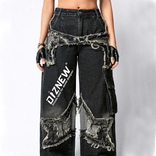 Custom Distressed Wide-Leg Jeans with Tailored Wholesale Services for Streetwear Brands