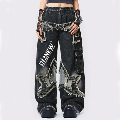 Custom Distressed Wide-Leg Jeans with Tailored Wholesale Services for Streetwear Brands