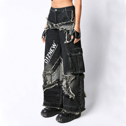 Custom Distressed Wide-Leg Jeans with Tailored Wholesale Services for Streetwear Brands