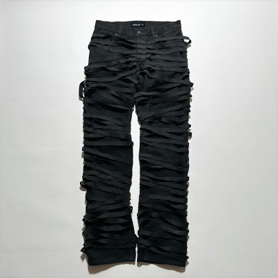 Custom Strip Patches Jeans with Tailored Wholesale Services for Urban Streetwear Brands