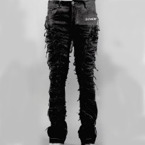 Distressed Stacked Jeans - Tailored Wholesale for Urban Streetwear Collections