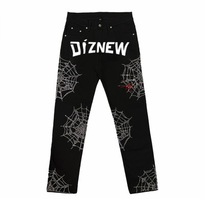 Rhinestone Spider Web Jeans - Tailored Bulk Orders for Gothic Streetwear Collections