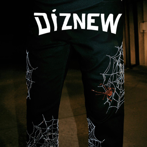 Rhinestone Spider Web Jeans - Tailored Bulk Orders for Gothic Streetwear Collections