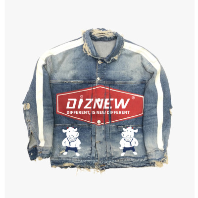 Vintage Distressed Denim Jacket with Custom Graphics - Tailored Bulk for Streetwear Brands