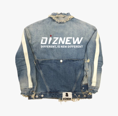 Vintage Distressed Denim Jacket with Custom Graphics - Tailored Bulk for Streetwear Brands