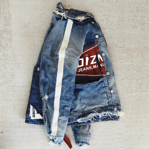 Vintage Distressed Denim Jacket with Custom Graphics - Tailored Bulk for Streetwear Brands