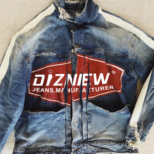 Vintage Distressed Denim Jacket with Custom Graphics - Tailored Bulk for Streetwear Brands