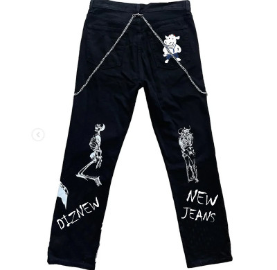 Custom Screen-Printed Black Denim Jeans - Tailored Bulk Streetwear for Brands