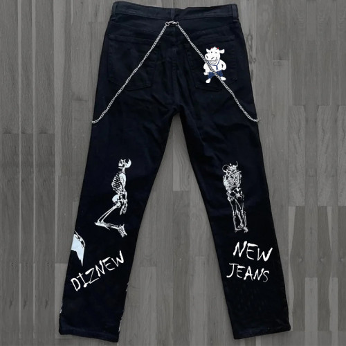 Custom Screen-Printed Black Denim Jeans - Tailored Bulk Streetwear for Brands