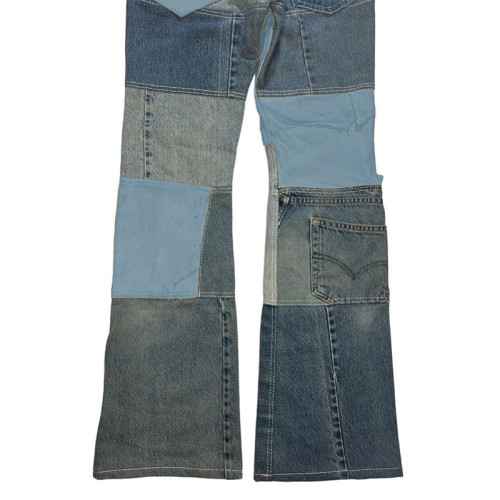 Custom Patchwork Jeans - Vintage Aesthetic Denim with Tailored Bulk Options