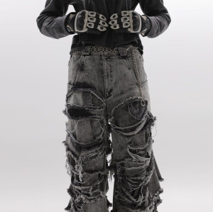 Custom Mid Rise Wide Leg Jeans - Tailored Black Flared & Baggy Denim