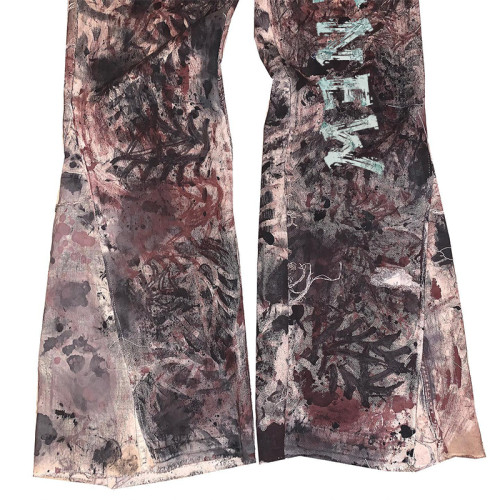 Custom Printed Flare Jeans for Men | Bootcut Artistic Denim