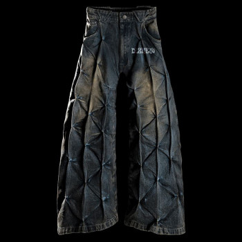 Custom Detachable Floral Cargo Jeans | Wide Leg Embroidered Denim