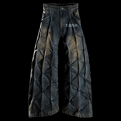 Custom Detachable Floral Cargo Jeans | Wide Leg Embroidered Denim