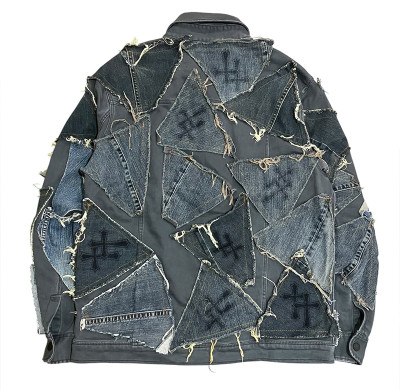 Custom Patchwork Denim Shirt | Handcrafted Distressed Design