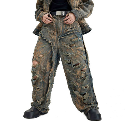 OEM & ODM Custom Distressed Denim Jeans | Unique Ripped Style - Perfect for Wholesalers & Designers