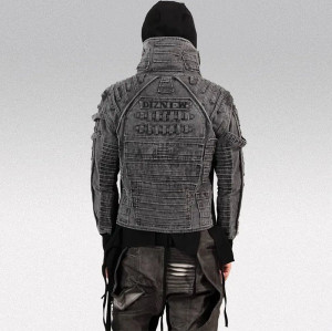 Wholesale Custom Futuristic Denim Jackets | Stylish Edgy Designs with Textured Elements | OEM & ODM Solutions for Fashion Brands